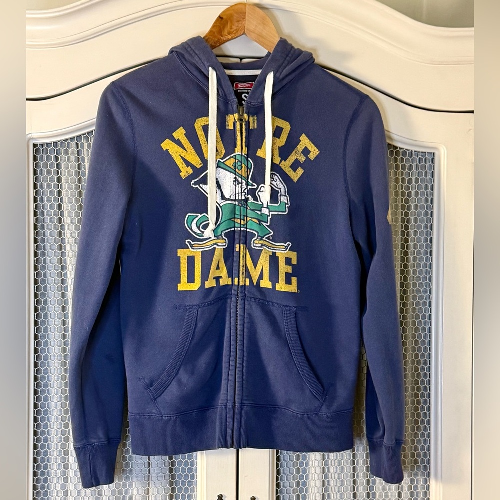 Retro Collegiate Tailgate Notre Dame Cotton Zip-Up Hoodie Size Small ☘️